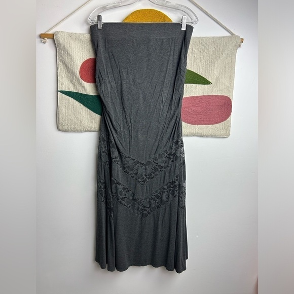 Torrid Y2K Micro Gray strapless slim open side lace midi dress boho minimalist 0 - Picture 1 of 13
